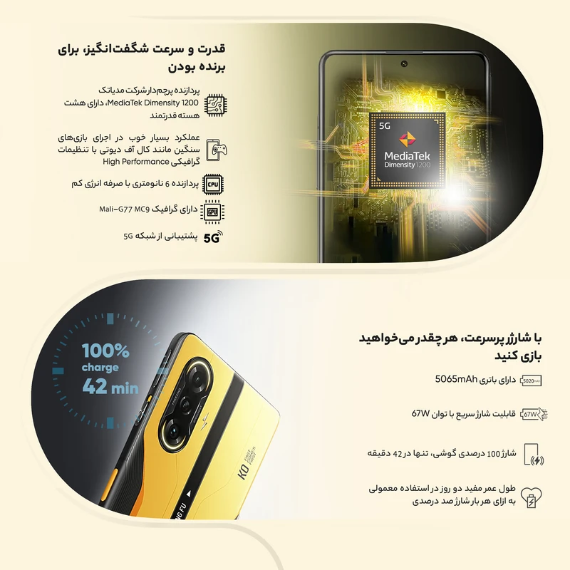 گوشی موبایل شیائومی مدل Redmi K40 Gaming دو سیم کارت ظرفیت 256 گیگابایت و رم 12 گیگابایت
