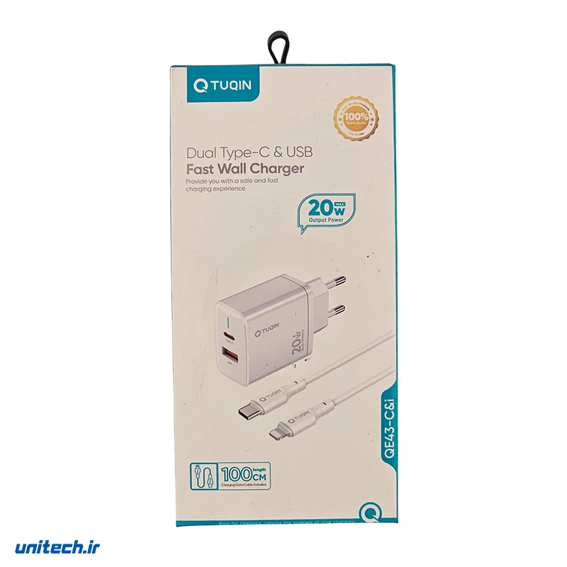 شارژر 20 وات کیوتوکین مدل QE43 به همراه کابل 68VFg7
