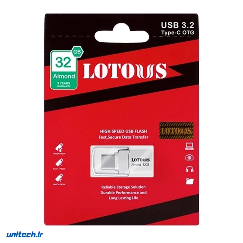 فلشمموریلوتوسمدلَAlmondظرفیت32گیگابایتبارابطTypec,OTG,USB32