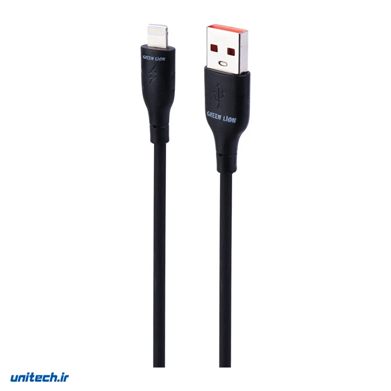 کابل آیفونی فست شارژ گرین لاین مدل GNPVCUSALGBK QC 12W 1m