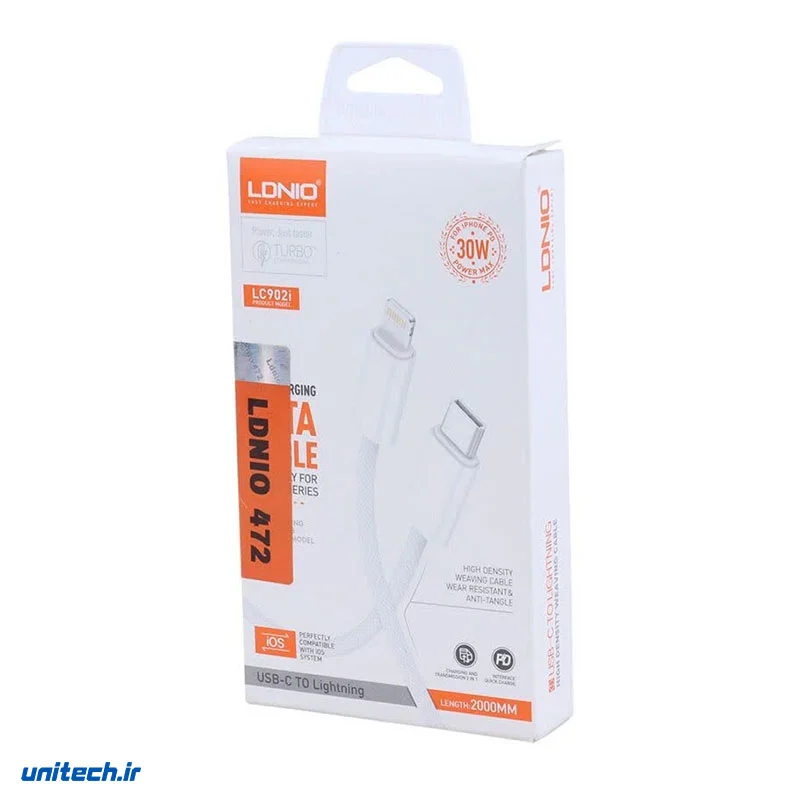 کابلتایپسیبهلایتنینگفستشارژ30واتالدینیوLC902iطول2متر2