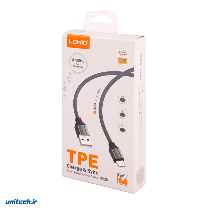 کابللایتنینگفستشارژ2.4آمپرالدینیوLS441طول1متر2